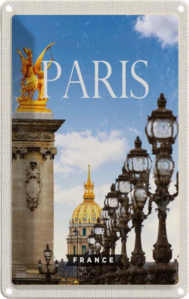 [LA-1781833] Blechschild 18x12 cm Retro Paris France Bild Geschenk Bildmotiv Reisemotiv Abenteuer Reisen Urlaub