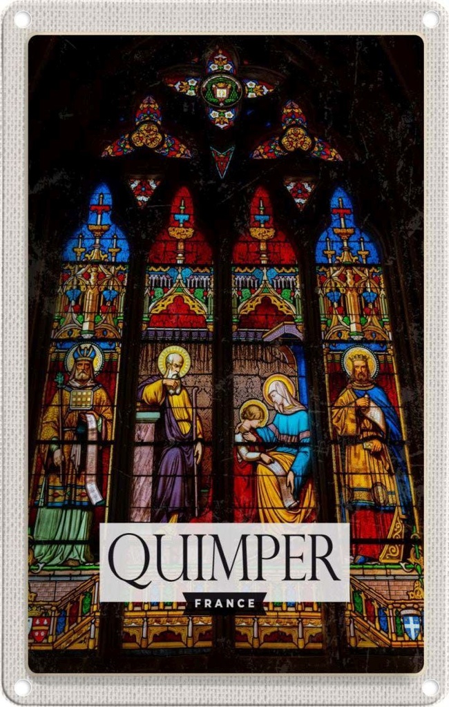 [LA-1781837] Blechschild 18x12 cm Quimper Saint Corentin Kathedrale Bildmotiv Reisemotiv Abenteuer Reisen Urlaub