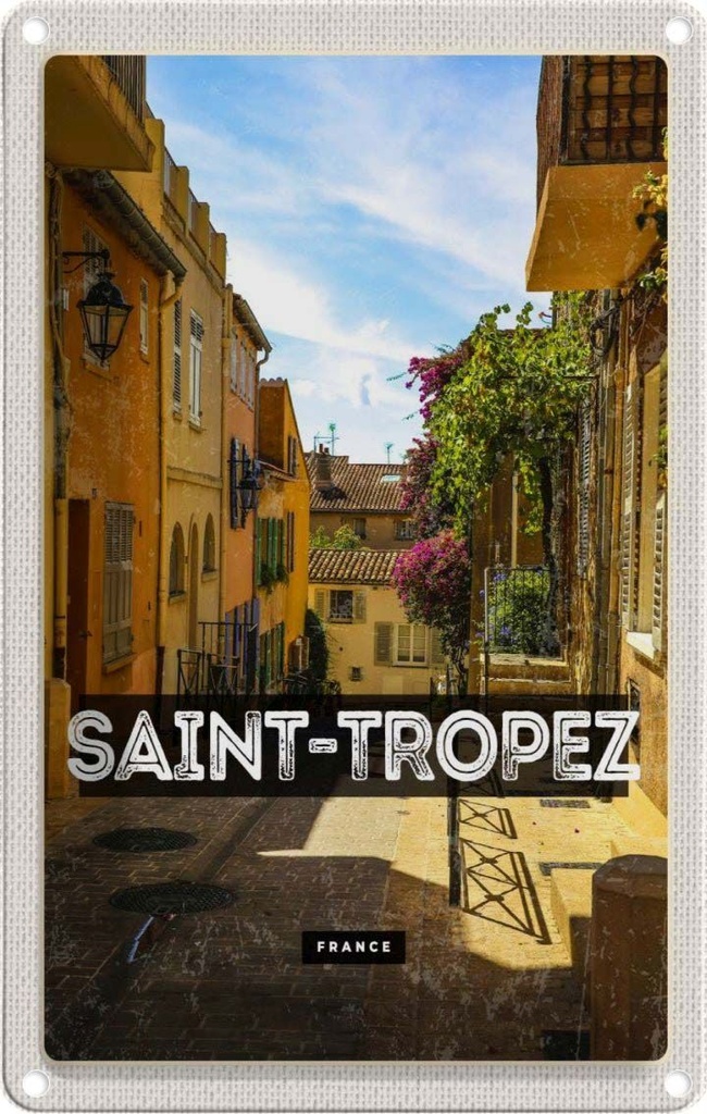 [LA-1781839] Blechschild 18x12 cm Saint Tropez France Hafenort Geschenk Bildmotiv Reisemotiv Abenteuer Reisen Urlaub