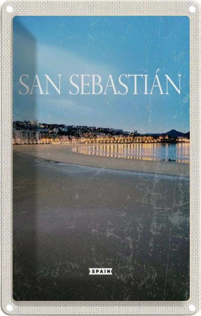 [LA-1781841] Blechschild 18x12 cm Retro San Urlaub Sebastian Spain Strand Meer Bildmotiv Reisemotiv Abenteuer Reisen