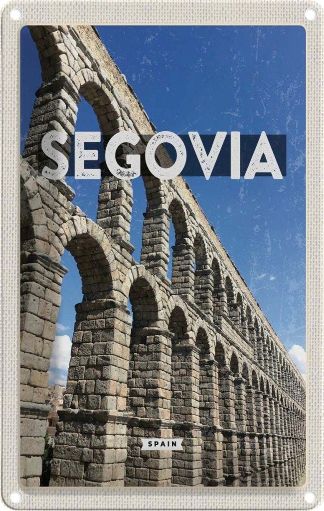 [LA-1781842] Blechschild 18x12 cm Segovia Spain römische Aquädukte Bildmotiv Reisemotiv Abenteuer Reisen Urlaub