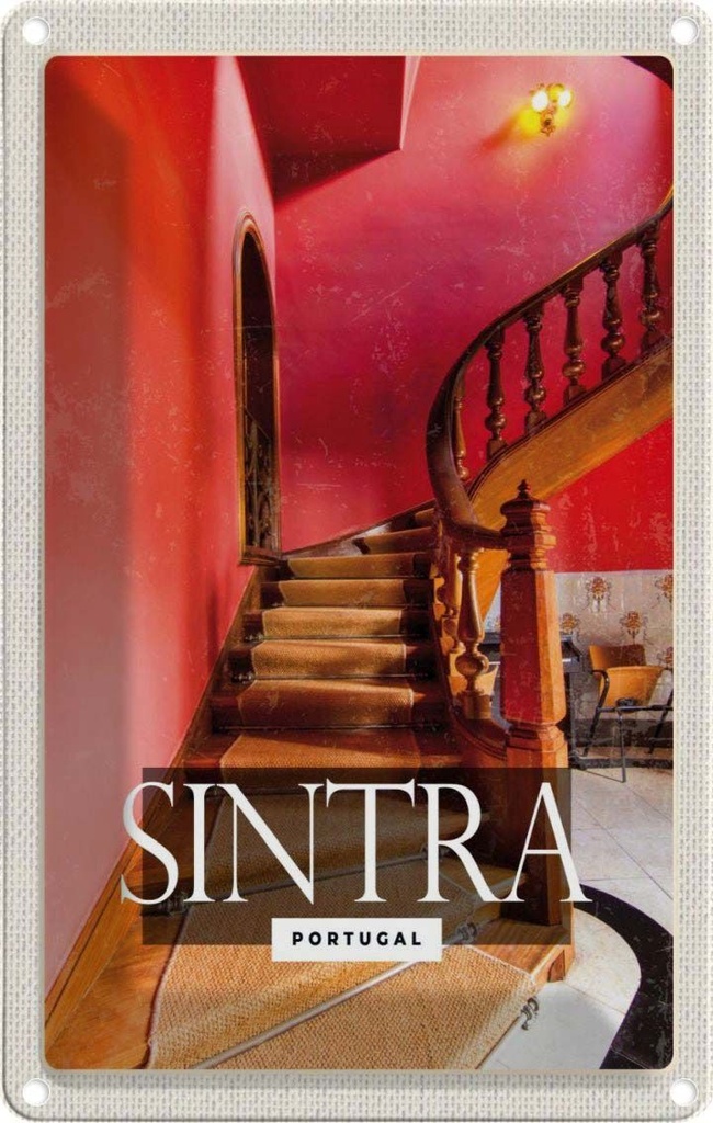 [LA-1781843] Blechschild 18x12 cm Sintra Portugal Pena Palace Tourismus Bildmotiv Reisemotiv Abenteuer Reisen Urlaub