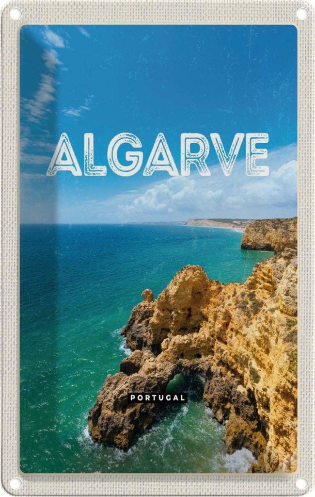[LA-1781856] Blechschild 18x12 cm Algarve Portugal Meer Bildmotiv Reisemotiv Abenteuer Reisen Urlaub