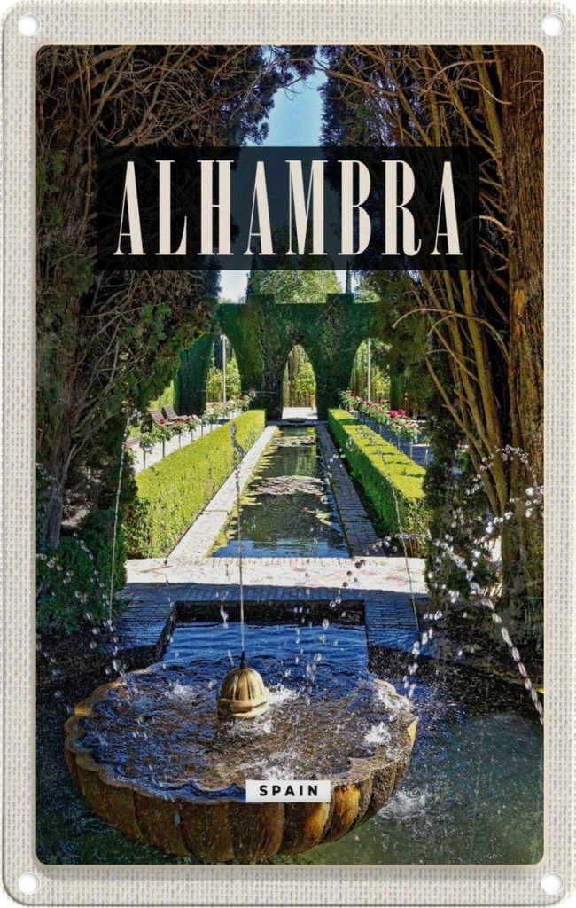 [LA-1781857] Blechschild 18x12 cm Alhambra Spain Spanien Bildmotiv Reisemotiv Abenteuer Reisen Urlaub