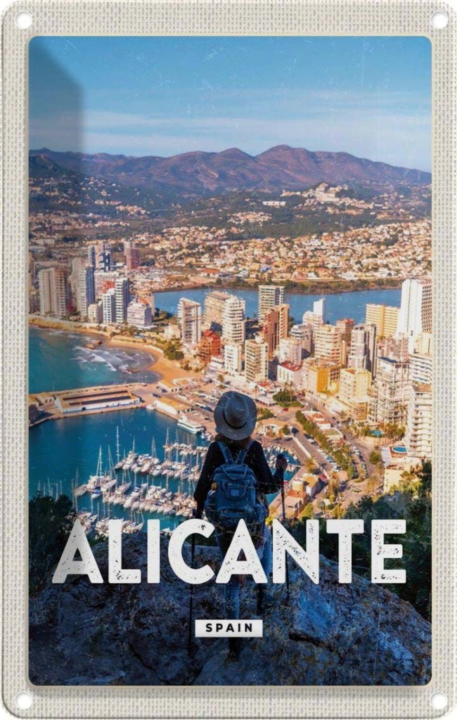 [LA-1781858] Blechschild 18x12 cm Alicante Spain Panorama Bild Bildmotiv Reisemotiv Abenteuer Reisen Urlaub