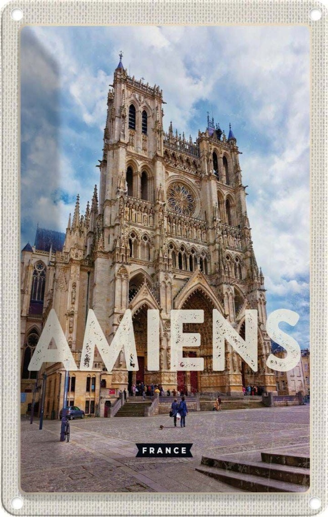 [LA-1781859] Blechschild 18x12 cm Amiens France Schloss Reiseziel Bildmotiv Reisemotiv Abenteuer Reisen Urlaub
