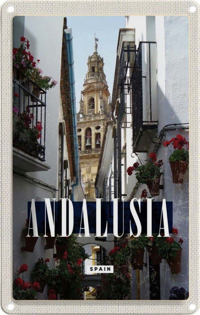 [LA-1781860] Blechschild 18x12 cm Andalusia Spain Spainen Reiseziel Bildmotiv Reisemotiv Abenteuer Reisen Urlaub