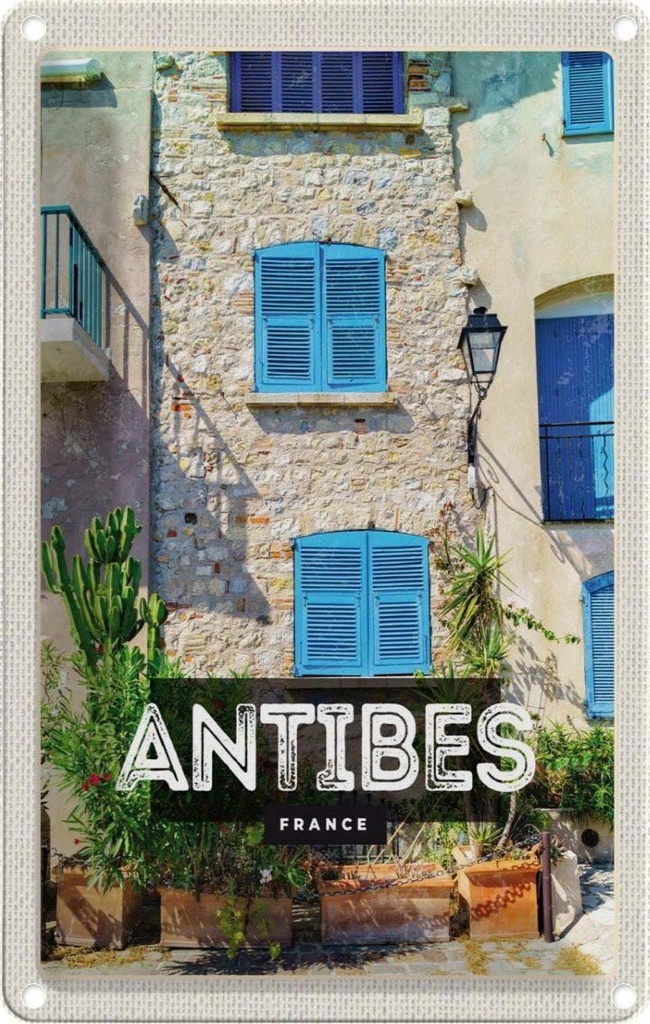 [LA-1781861] Blechschild 18x12 cm Antibes France Altstadt Reiseziel Bildmotiv Reisemotiv Abenteuer Reisen Urlaub