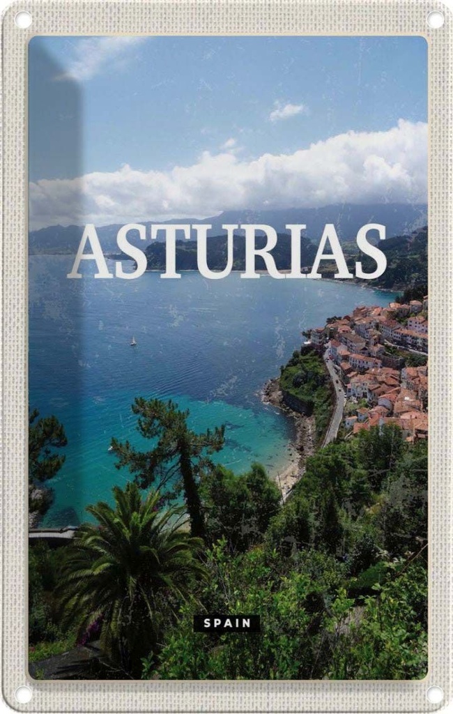 [LA-1781863] Blechschild 18x12 cm Asturias Spain grüner Diamant Bildmotiv Reisemotiv Abenteuer Reisen Urlaub