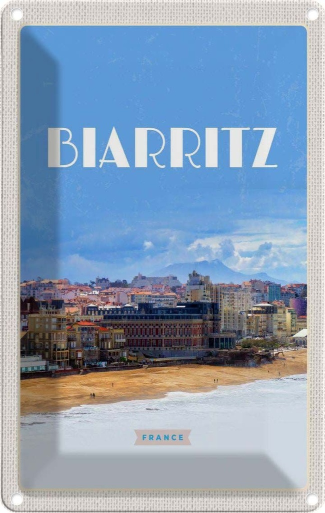 [LA-1781867] Blechschild 18x12 cm Biaritz France Reiseziel Bildmotiv Reisemotiv Abenteuer Reisen Urlaub