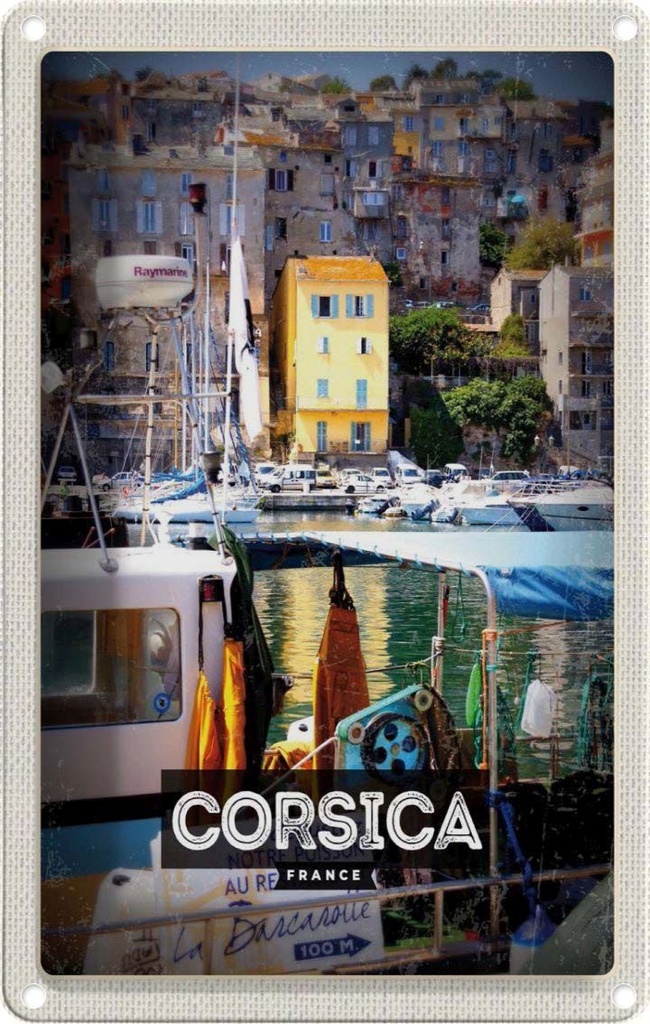 Blechschild 18x12 cm Corsica Francesort Meer Bildmotiv Reisemotiv Abenteuer Reisen Urlaub