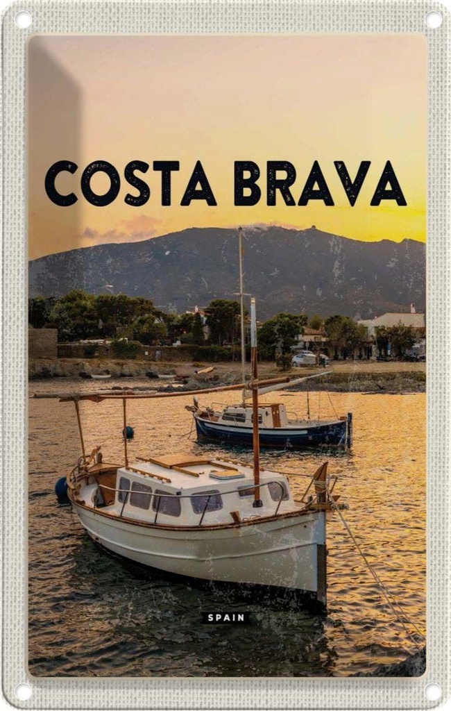 [LA-1781877] Blechschild 18x12 cm Costa Brava Spain Sonnenuntergang Meer Bildmotiv Reisemotiv Abenteuer Reisen Urlaub