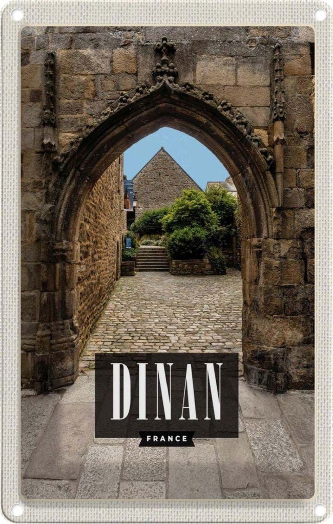 [LA-1781879] Blechschild 18x12 cm Dinan France Stadtmauer Schloss Bildmotiv Reisemotiv Abenteuer Reisen Urlaub