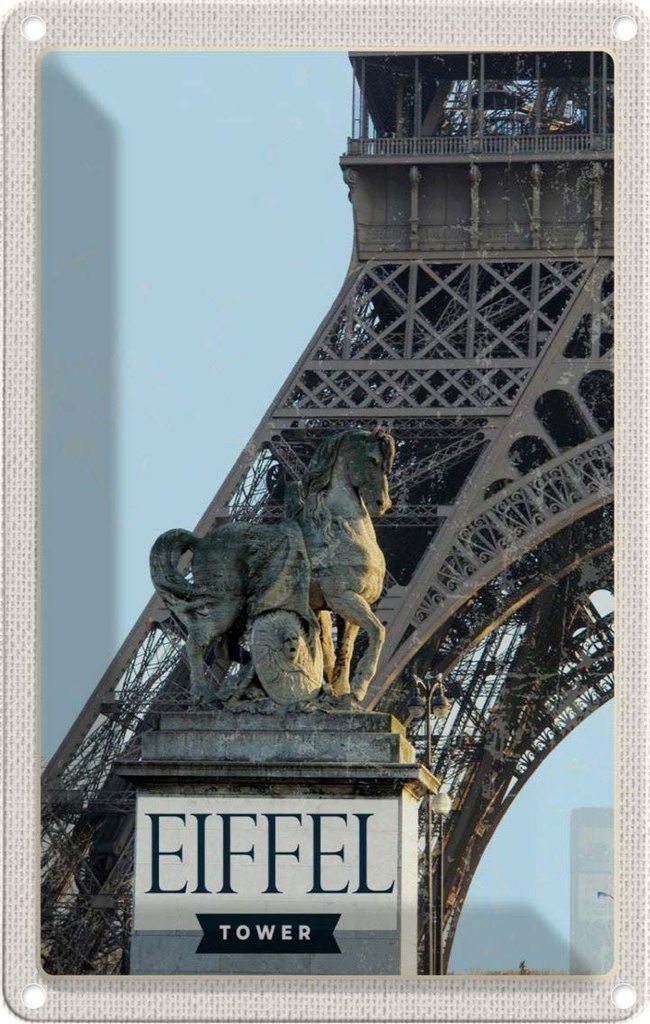 [LA-1781880] Blechschild 18x12 cm Eiffel Tower Paris Reiseziel Tourismus Bildmotiv Reisemotiv Abenteuer Reisen Urlaub
