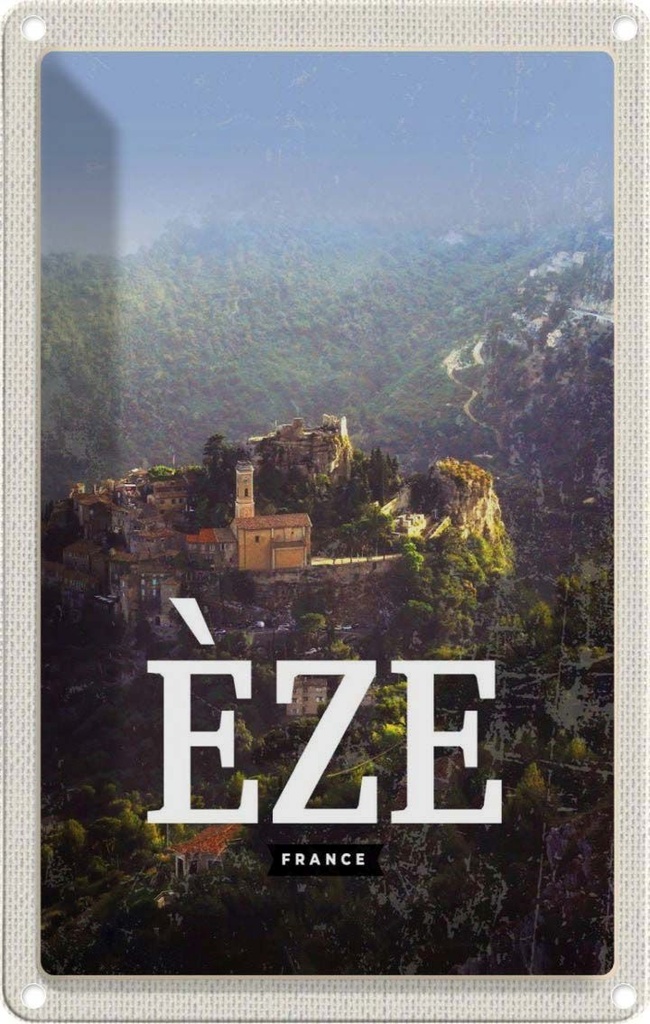 [LA-1781881] Blechschild 18x12 cm Eze France schönste Panorama Bildmotiv Reisemotiv Abenteuer Reisen Urlaub