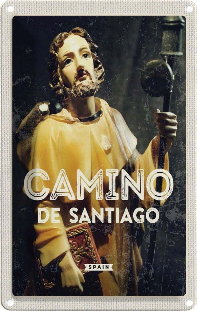 [LA-1781888] Blechschild 18x12 cm Retro Camino de Santiago Sculptur Bildmotiv Reisemotiv Abenteuer Reisen Urlaub