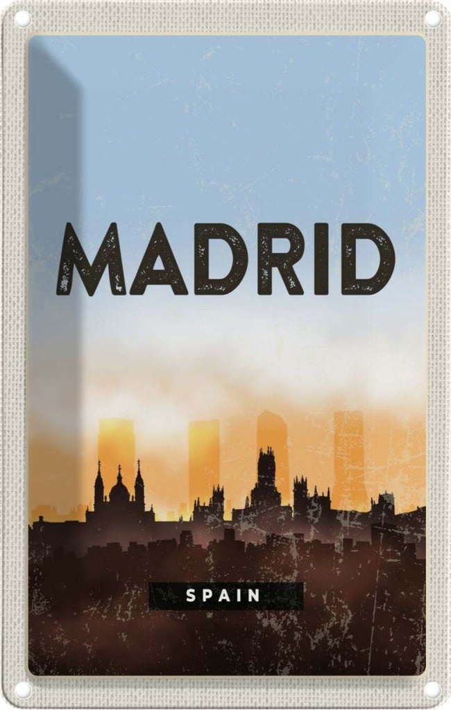 [LA-1781894] Blechschild 18x12 cm Madrid Spain Retro Malerisches Bild Bildmotiv Reisemotiv Abenteuer Reisen Urlaub