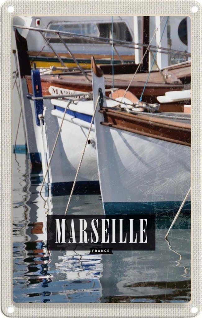 [LA-1781897] Blechschild 18x12 cm Marseille France MeerGeschenk Bildmotiv Reisemotiv Abenteuer Reisen Urlaub