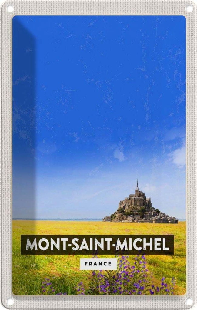 [LA-1781900] Blechschild 18x12 cm Mont-Saint-Michel France Kathedrale Abenteuer Reisen Urlaub