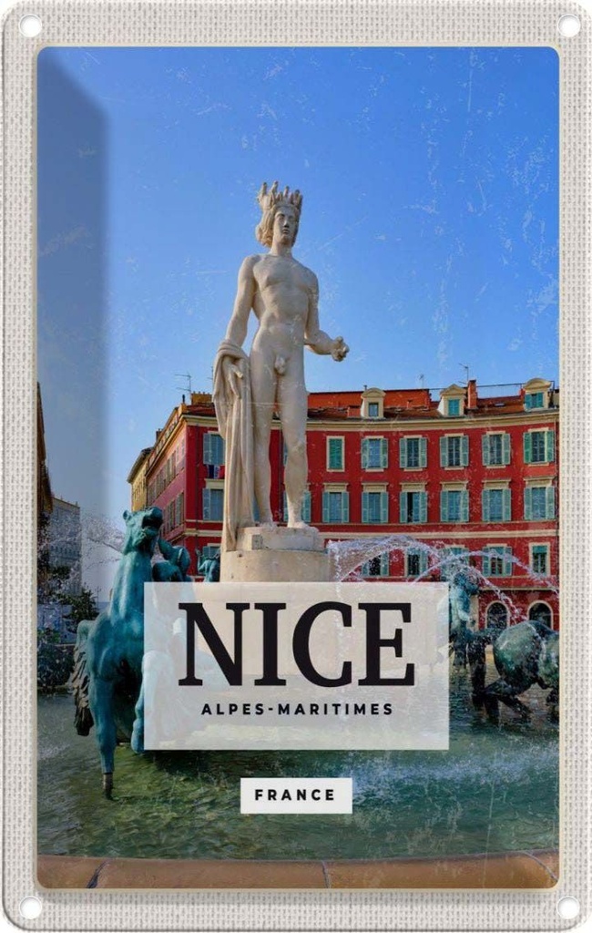 [LA-1781903] Blechschild 18x12 cm NICE Alpes-Maritimes France Geschenk Bildmotiv Reisemotiv Abenteuer Reisen Urlaub