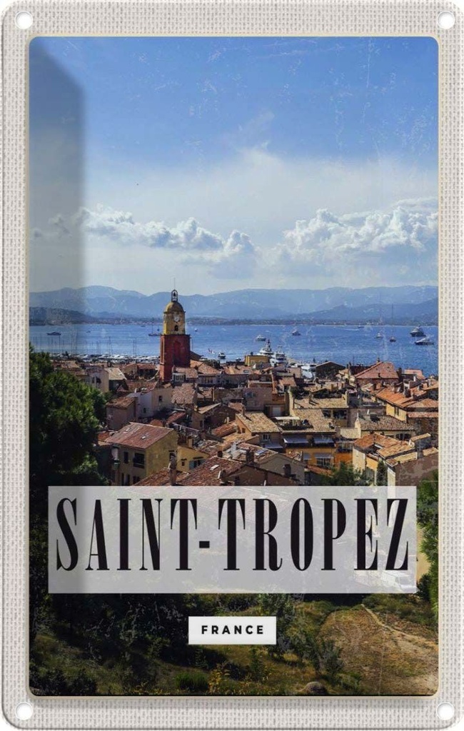 [LA-1781913] Blechschild 18x12 cm Saint-Tropez France Panorama Poster Bildmotiv Reisemotiv Abenteuer Reisen Urlaub