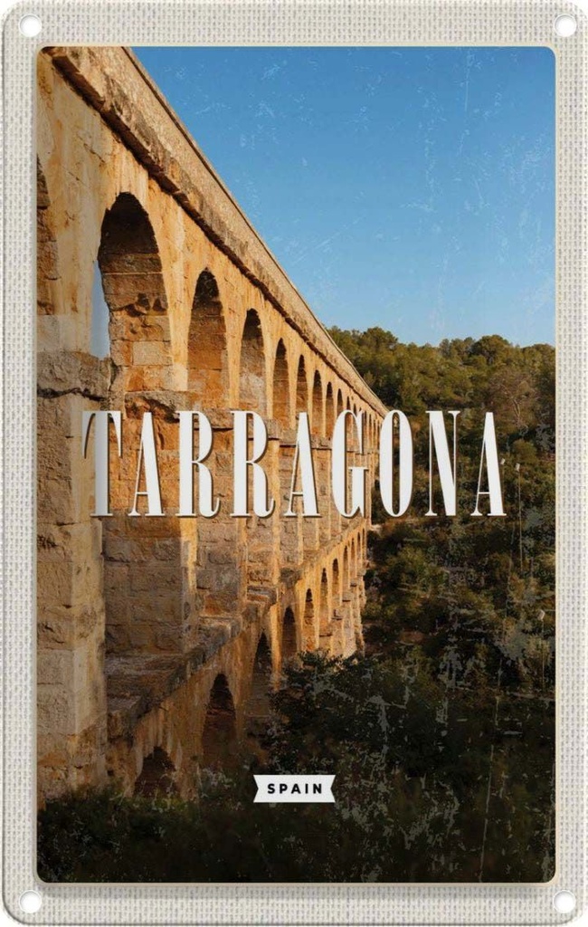 [LA-1781919] Blechschild 18x12 cm Tarragona Spain Hafenstadt Mittelalter Bildmotiv Reisemotiv Abenteuer Reisen Urlaub