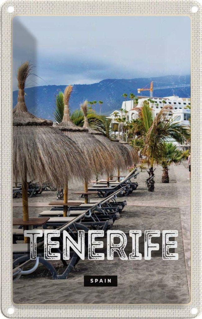 [LA-1781921] Blechschild 18x12 cm Tenerife SpainStrand Palmen Bildmotiv Reisemotiv Abenteuer Reisen Urlaub