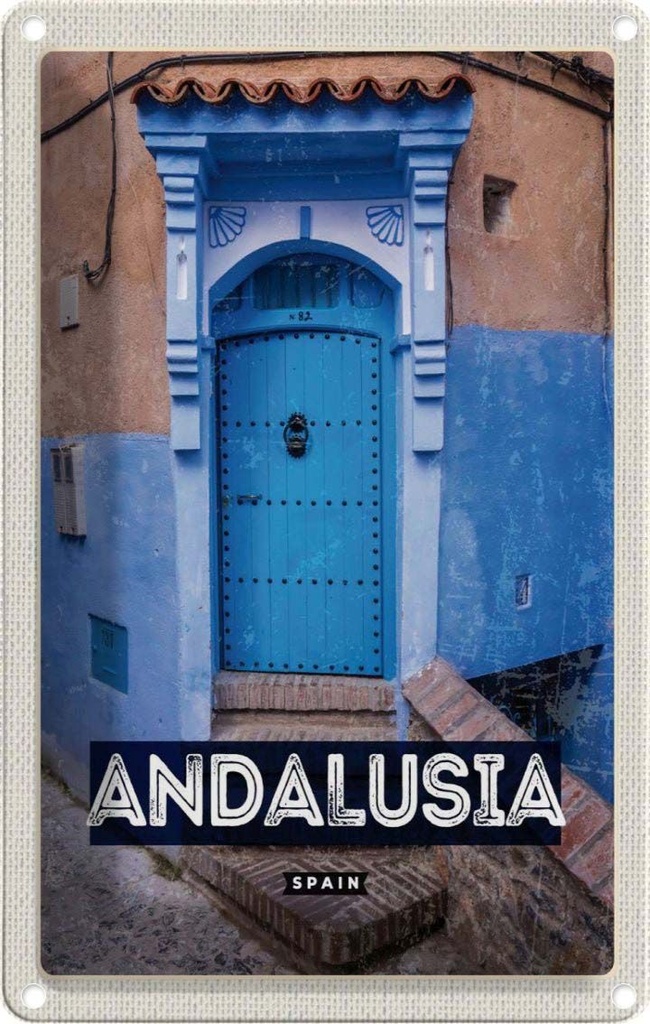 [LA-1781928] Blechschild 18x12 cm Andalusia Spain Retro Altstadt Bildmotiv Reisemotiv Abenteuer Reisen Urlaub