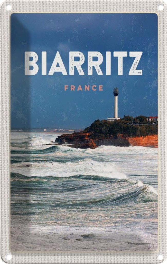 [LA-1781931] Blechschild 18x12 cm Biarritz France MeerGeschenk Bildmotiv Reisemotiv Abenteuer Reisen Urlaub