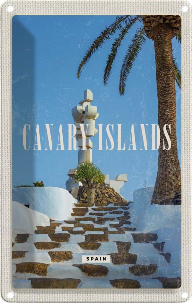 [LA-1781935] Blechschild 18x12 cm Canary Islands SpainPalmen Bildmotiv Reisemotiv Abenteuer Reisen Urlaub