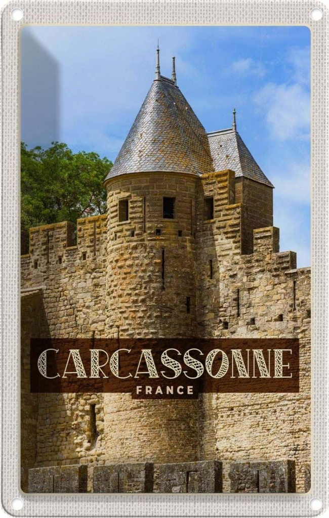 [LA-1781937] Blechschild 18x12 cm Carcassonne Franca Weltkulturerbe Bildmotiv Reisemotiv Abenteuer Reisen Urlaub