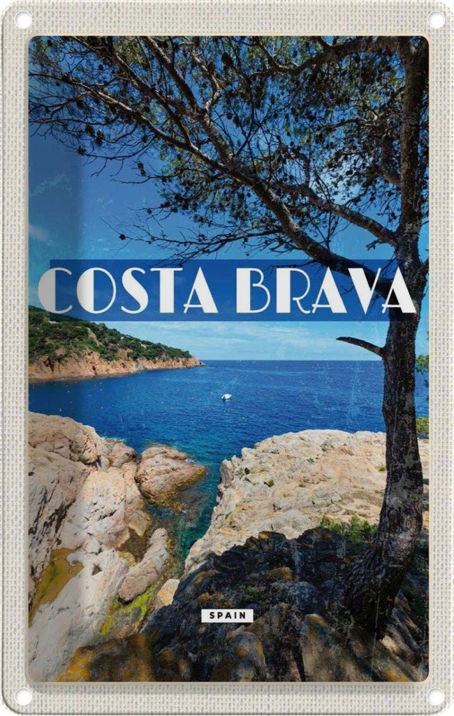 [LA-1781940] Blechschild 18x12 cm Costa brava Spain Meer Berge Bildmotiv Reisemotiv Abenteuer Reisen Urlaub