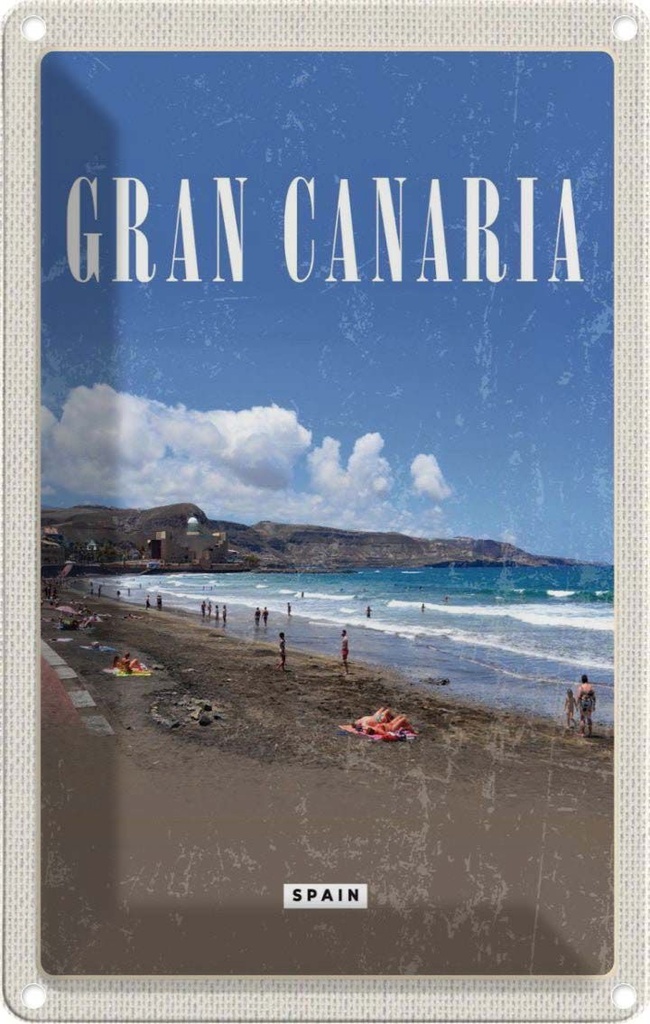 [LA-1781945] Blechschild 18x12 cm Gran Canaria Urlaub Spain Meer Strand Retro Bildmotiv Reisemotiv Abenteuer Reisen