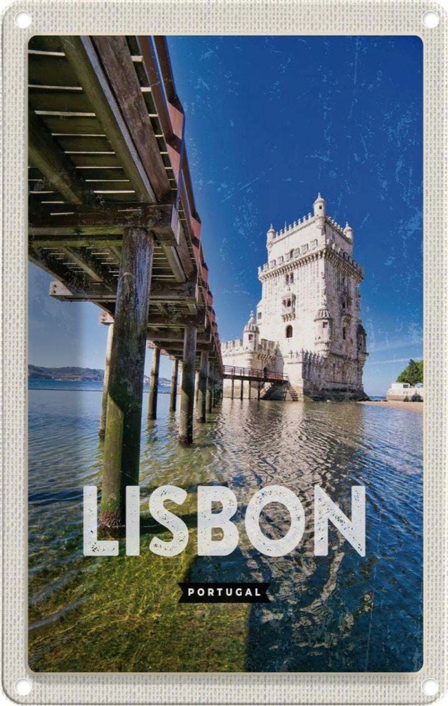 [LA-1781946] Blechschild 18x12 cm Lisbon Portugal Meer Reiseziel Bildmotiv Reisemotiv Abenteuer Reisen Urlaub
