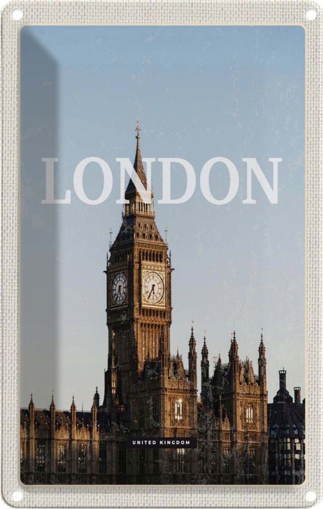 [LA-1781947] Blechschild 18x12 cm London UK Urlaub Big Ben Glocke Geschenk Bildmotiv Reisemotiv Abenteuer Reisen