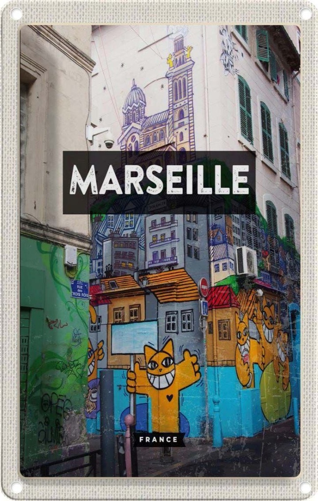 [LA-1781952] Blechschild 18x12 cm Marseille France Reiseziel Bildmotiv Reisemotiv Abenteuer Reisen Urlaub