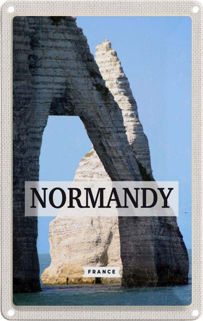 [LA-1781957] Blechschild 18x12 cm Normandy France Reiseziel Geschenk Bildmotiv Reisemotiv Abenteuer Reisen Urlaub