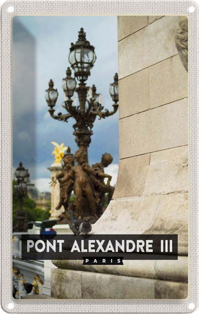 [LA-1781960] Blechschild 18x12 cm Point Alexander III Paris Reiseziel Bildmotiv Reisemotiv Abenteuer Reisen Urlaub