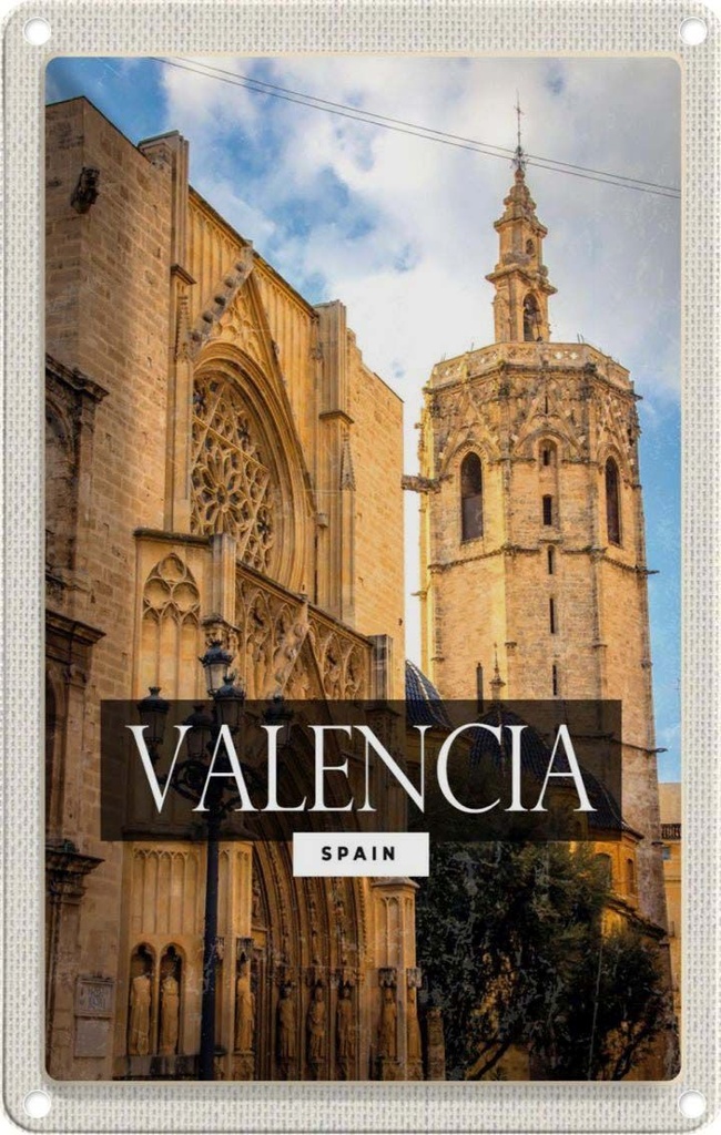 [LA-1781966] Blechschild 18x12 cm Valencia Spain Architektur Tourismus Bildmotiv Reisemotiv Abenteuer Reisen Urlaub Häuser