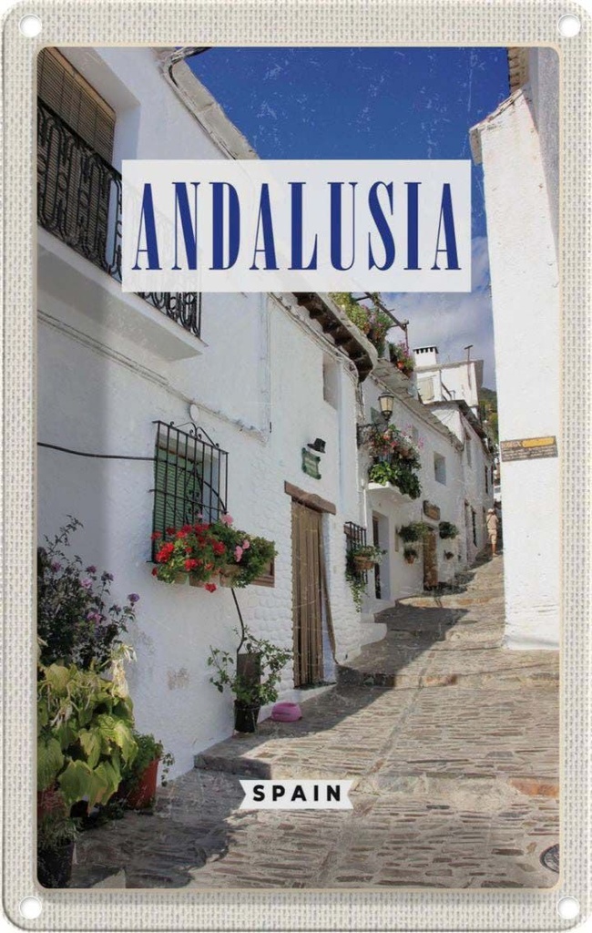 [LA-1781970] Blechschild 18x12 cm Andalusia Spain Altstadt Reiseziel Bildmotiv Reisemotiv Abenteuer Reisen Urlaub