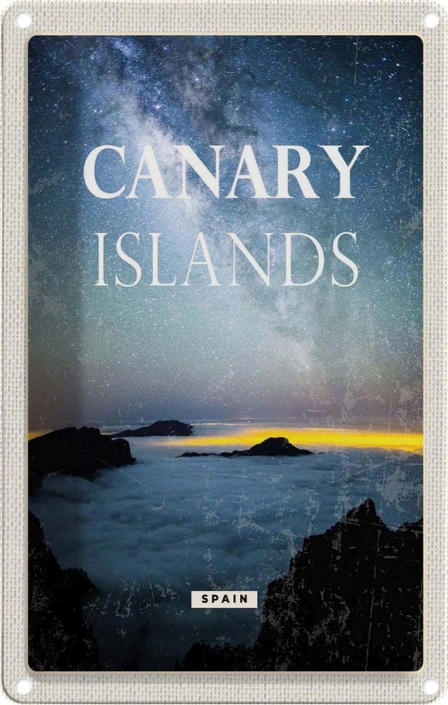 [LA-1781976] Blechschild 18x12 cm Canary islands Spain Nacht Sterne Bildmotiv Reisemotiv Abenteuer Reisen Urlaub