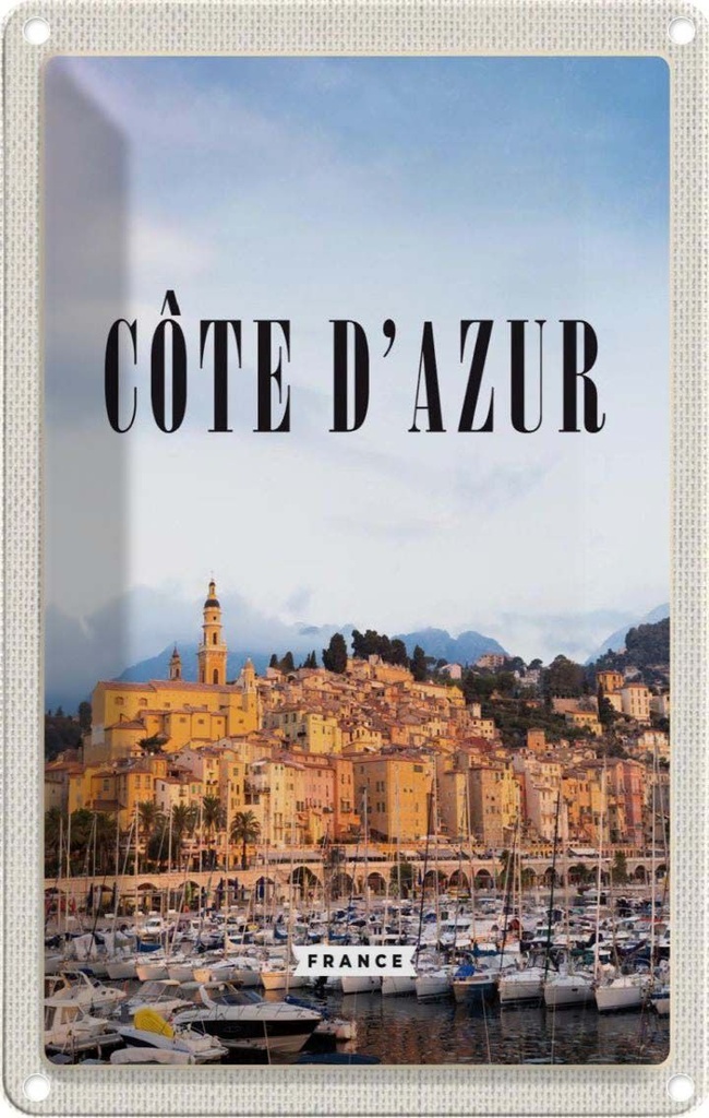 [LA-1781981] Blechschild 18x12 cm Cote d'azur France Panorama Bild Bildmotiv Reisemotiv Abenteuer Reisen Urlaub