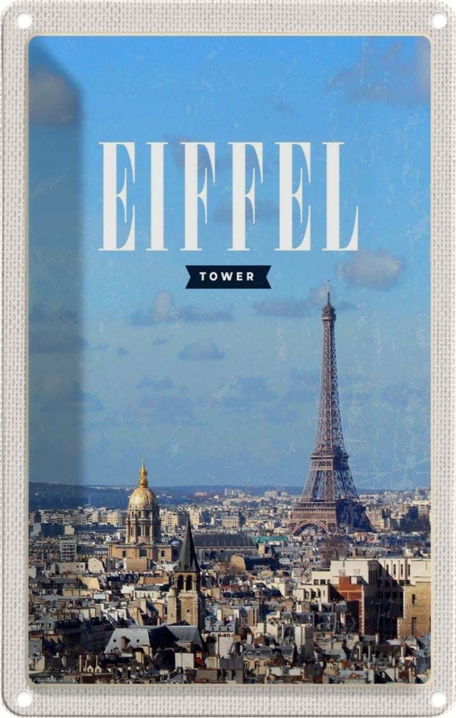 [LA-1781982] Blechschild 18x12 cm Eiffel Tower Panorama Bild Reiseziel Bildmotiv Reisemotiv Abenteuer Reisen Urlaub