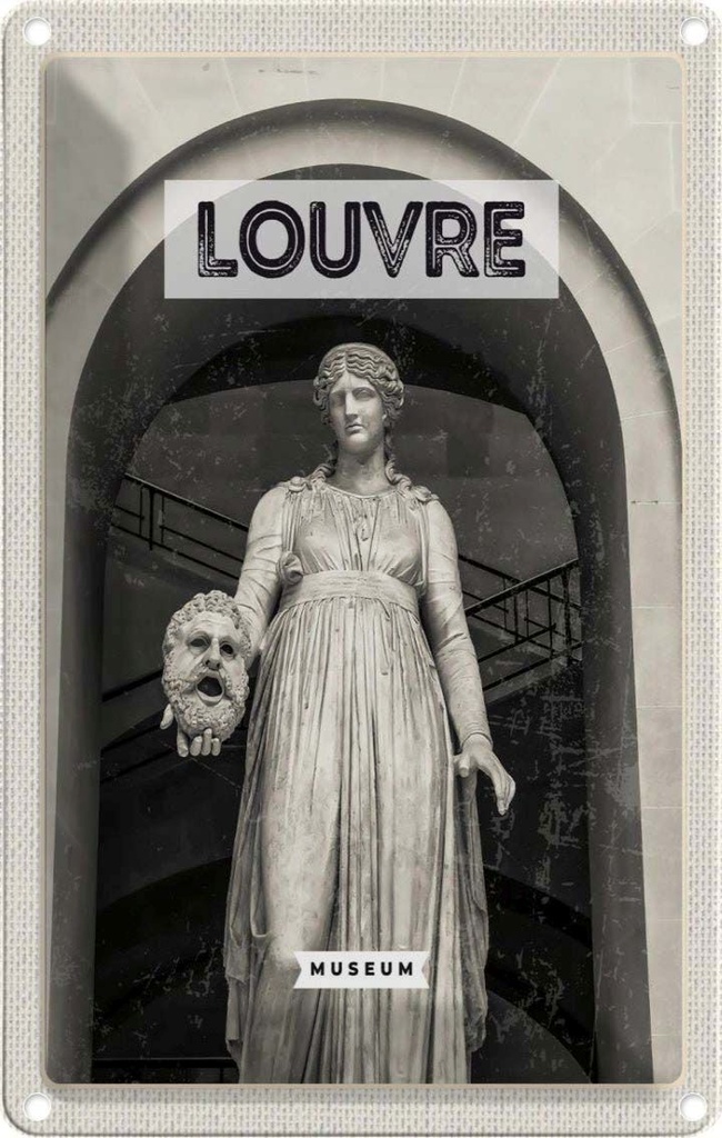 [LA-1781986] Blechschild 18x12 cm Louvre Museum Reiseziel Tourism Retro Bildmotiv Reisemotiv Abenteuer Reisen Urlaub