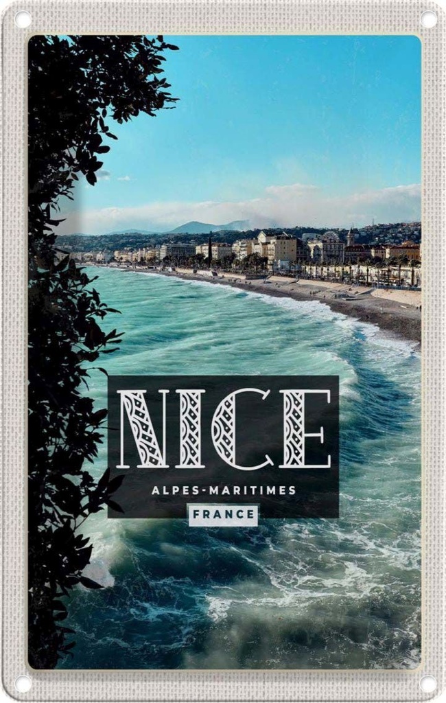 [LA-1781992] Blechschild 18x12 cm Nice Alpes-Maritimes Francesort Bildmotiv Reisemotiv Abenteuer Reisen Urlaub