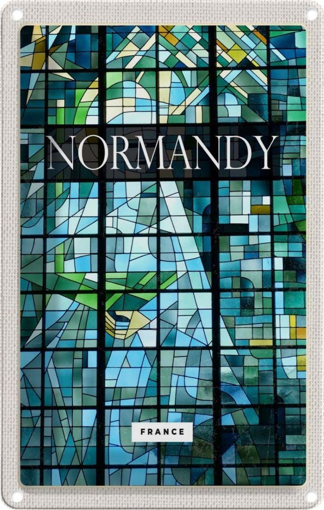 [LA-1781993] Blechschild 18x12 cm Normandy Frnace Mosaik Kunst Bildmotiv Reisemotiv Abenteuer Reisen Urlaub