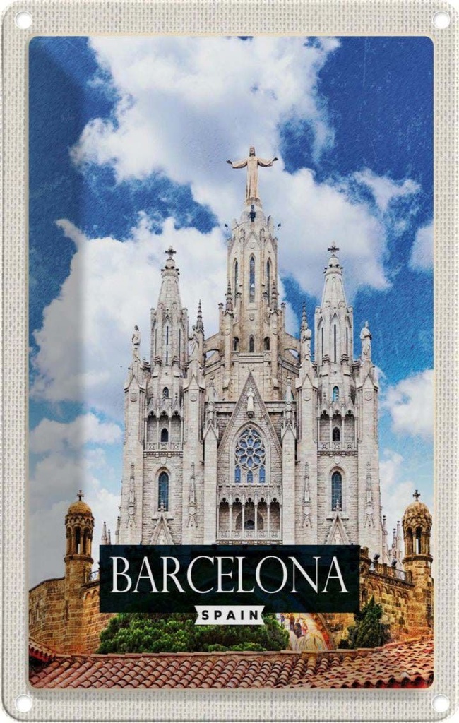 [LA-1782003] Blechschild 18x12 cm Barcelona Spain Sagrat Cor Kirche Bildmotiv Reisemotiv Abenteuer Reisen Urlaub