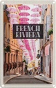 Blechschild 18x12 cm French riviera rosa Schirm Altstadt Bildmotiv Reisemotiv Abenteuer Reisen Urlaub