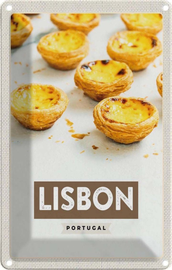 [LA-1782015] Blechschild 18x12 cm Lisbon Portugal Käse Geschenk Bildmotiv Reisemotiv Abenteuer Reisen Urlaub