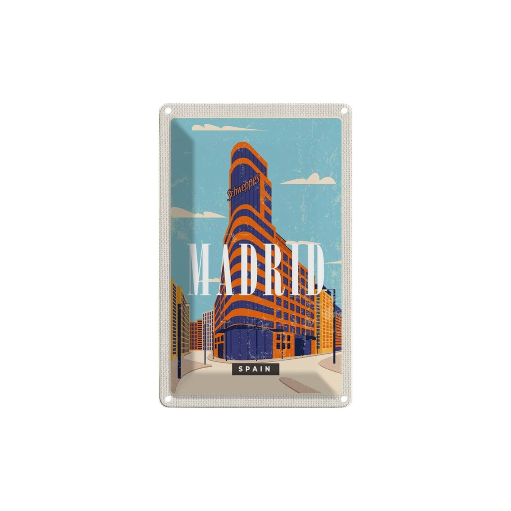 [LA-1782017] Blechschild 18x12 cm Madrid Spain Reiseziel Bildmotiv Reisemotiv Abenteuer Reisen Urlaub